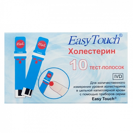 Купить Тест-полоски ИзиТач холестерин EasyTouch Cholesterol 10 шт - миниатюра