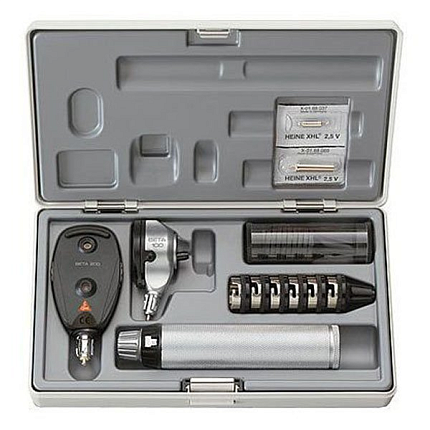 Купить Набор диагностический Heine отоскоп медицинский BETA 100 с рукояткой перезаряжаемой BETA 4 NT, и Офтальмоскоп прямой медицинский BETA 200